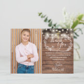 Eerste Heilige Communie Rustieke Slingerlichtjes F Bedankkaart (Staand voorkant)