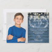 Eerste Heilige Communie Rustieke Slingers Lichts F Bedankkaart (Voorkant)