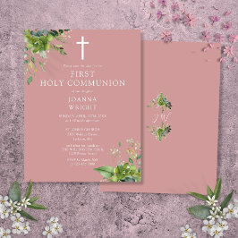Eerste Heilige Communie Save The Date met groen Briefkaart
