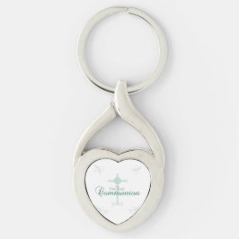 Eerste Heilige Communie, Schrift in Zacht Groen Sleutelhanger