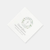 Eerste Heilige Communie Silver Cross Greenery Servet (Hoek)