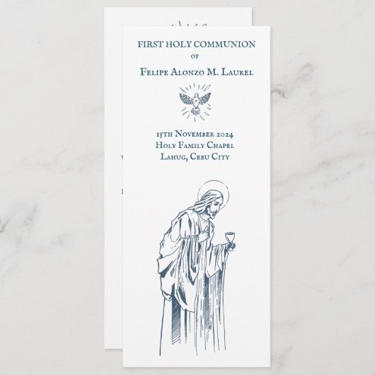 Eerste Heilige Communie souvenir en gebedskaart (Voorkant / Achterkant)