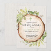 Eerste Heilige Communie Spaanse taal rustieke jong Kaart (Voorkant / Achterkant)