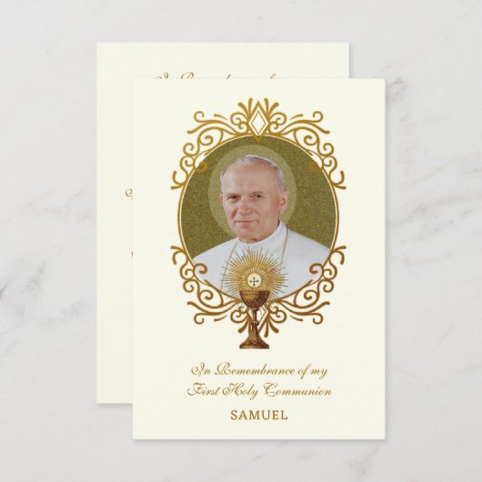 EERSTE HEILIGE COMMUNIE - ST. JOHN PAUL THE GREAT NOTITIEKAARTJE (Voorkant / Achterkant)