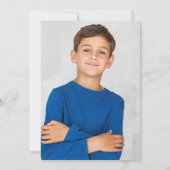 Eerste Heilige Communie Stof Blauwe Script Foto Save The Date (Achterkant)