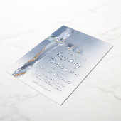 Eerste Heilige Communie stoffig blauw kruis Folie Uitnodiging (Gedraaid)