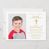 Eerste Heilige Communie Traditionele Fotojongen Kaart (Voorkant)