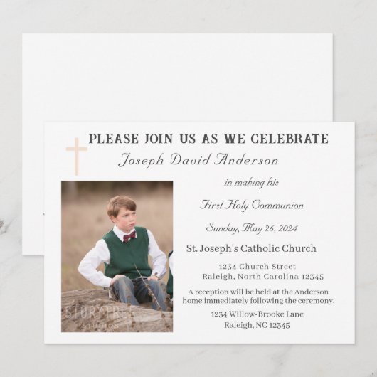 Eerste Heilige Communie Uitnodiging (Voorkant / Achterkant)