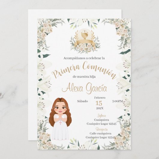Eerste Heilige Communie Uitnodiging (Voorkant / Achterkant)