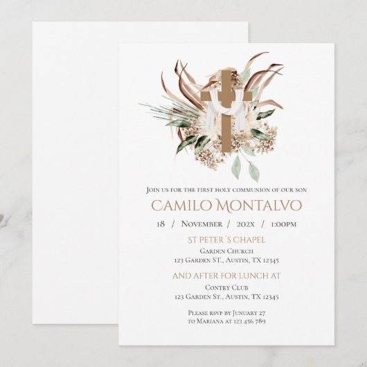 Eerste Heilige Communie Uitnodiging (Voorkant / Achterkant)
