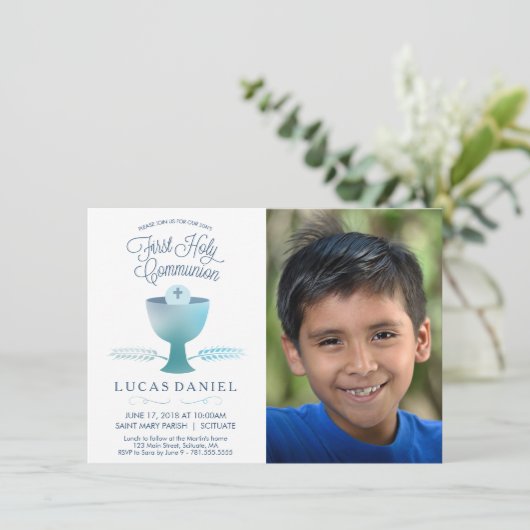 Eerste Heilige Communie Uitnodiging - Afbeelding,  (Staand voorkant)