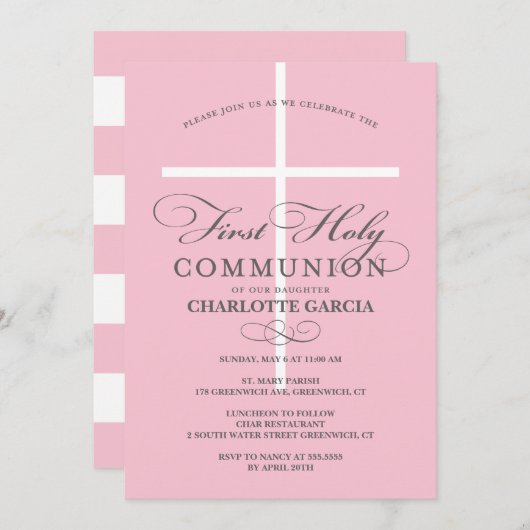 Eerste Heilige Communie Uitnodiging blauw (Voorkant / Achterkant)