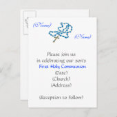 Eerste Heilige Communie Uitnodiging - Blauwe Rozen (Voorkant / Achterkant)