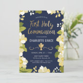 Eerste Heilige Communie Uitnodiging, Bloemen w / G Kaart (Staand voorkant)