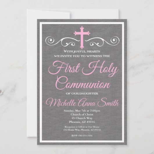 Eerste Heilige Communie Uitnodiging, Eerste Commun Kaart (Voorkant)