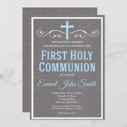 Eerste Heilige Communie Uitnodiging, Eerste Commun Kaart (Voorkant / Achterkant)