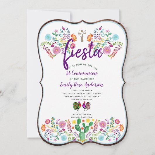 Eerste Heilige Communie uitnodiging FIESTA Jongen  (Voorkant)