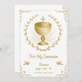 Eerste Heilige Communie Uitnodiging Gouden Kelk Kr (Voorkant / Achterkant)