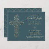 Eerste Heilige Communie Uitnodiging, Jongen en/of  Kaart (Voorkant / Achterkant)