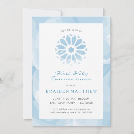 Eerste Heilige Communie Uitnodiging, Jongens Uitno Kaart (Voorkant)