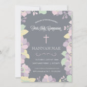 Eerste Heilige Communie Uitnodiging Kaart met krui (Voorkant)