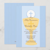 Eerste Heilige Communie Uitnodiging Kelk Jongen Bl (Voorkant / Achterkant)