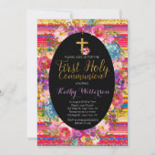 Eerste Heilige Communie Uitnodiging Kleurrijke Fie (Voorkant)
