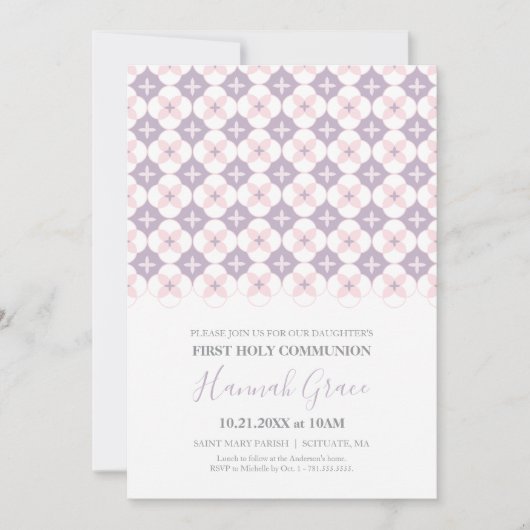 Eerste Heilige Communie Uitnodiging Meisje 1e Comm (Voorkant)