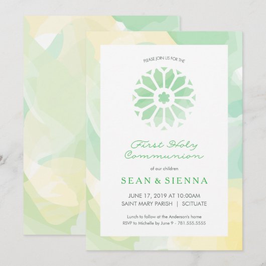 Eerste Heilige Communie uitnodiging, meisje en/of  Kaart (Voorkant / Achterkant)