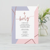Eerste Heilige Communie Uitnodiging Meisje, Roos G (Staand voorkant)