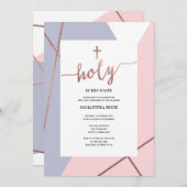 Eerste Heilige Communie Uitnodiging Meisje, Roos G (Voorkant / Achterkant)