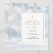 Eerste Heilige Communie uitnodiging met wintervlok (Voorkant / Achterkant)