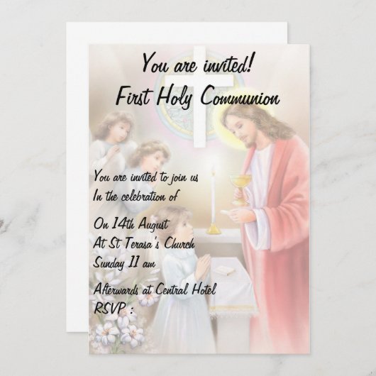 Eerste Heilige Communie, uitnodiging voor bevestig (Voorkant / Achterkant)
