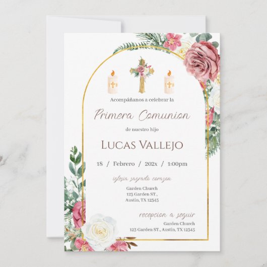 Eerste Heilige Communie Uitnodiging voor jongen (Voorkant)