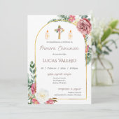 Eerste Heilige Communie Uitnodiging voor jongen (Staand voorkant)