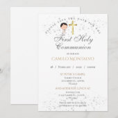 Eerste Heilige Communie Uitnodiging voor jongen (Voorkant / Achterkant)