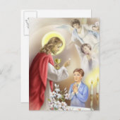 Eerste Heilige Communie Uitnodiging voor jongens (Voorkant / Achterkant)