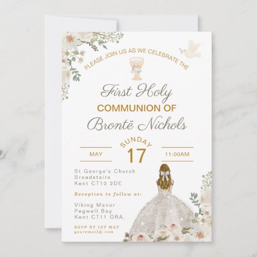 Eerste Heilige Communie Uitnodigingen Boho Chalice (Voorkant)