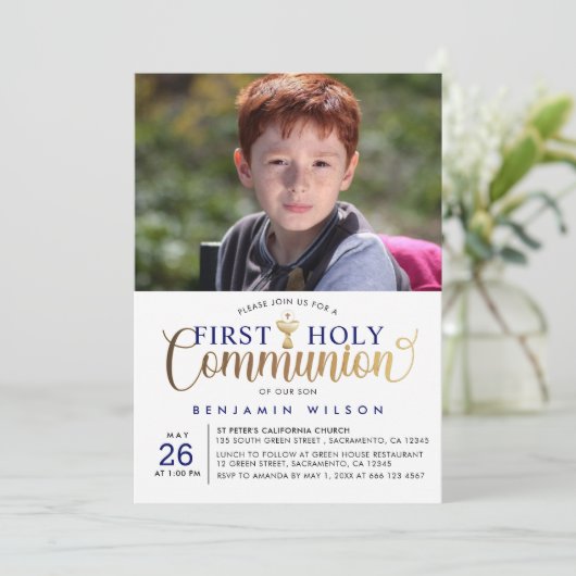 Eerste Heilige Communie van de marine en de gouden Kaart (Staand voorkant)