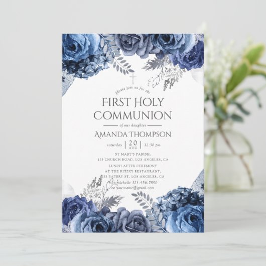 Eerste Heilige Communie van de zee, wit en zilver Kaart (Staand voorkant)