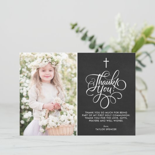 Eerste Heilige Communie van het karton van het whi Bedankkaart (Staand voorkant)