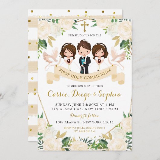 Eerste Heilige Communie van het Spaanse sibling Bo Kaart (Voorkant / Achterkant)