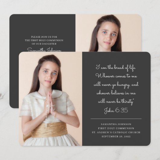 Eerste Heilige Communie voor haar | Moderne foto Kaart (Voorkant / Achterkant)