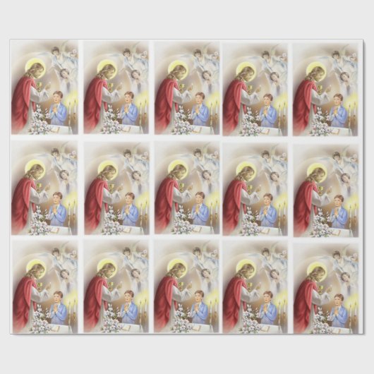 Eerste heilige communie voor het verpakken van jon cadeaupapier (Vlak)