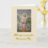 Eerste Heilige Communie voor jongen en meisje Kaart (Gele Bloem)