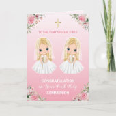 Eerste Heilige Communie voor Little Twin-uitgavenk Kaart (Voorkant)