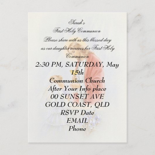 Eerste heilige communie voor meisje briefkaart (Voorkant)
