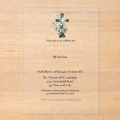 Eerste Heilige Communie waterverf Bloemenkruis Acryl Uitnodigingen (Voorkant)