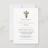 Eerste Heilige Communie waterverf Bloemenkruis Kaart (Voorkant)