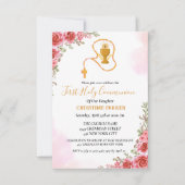 Eerste heilige communie waterverf Roze bloesem Kaart (Voorkant)